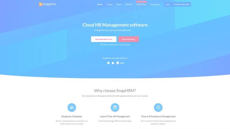 Homepage of SnapHRM