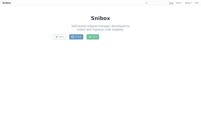 Homepage of Snibox