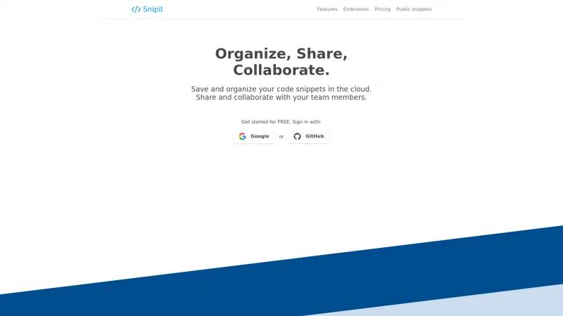 Homepage of Snipit