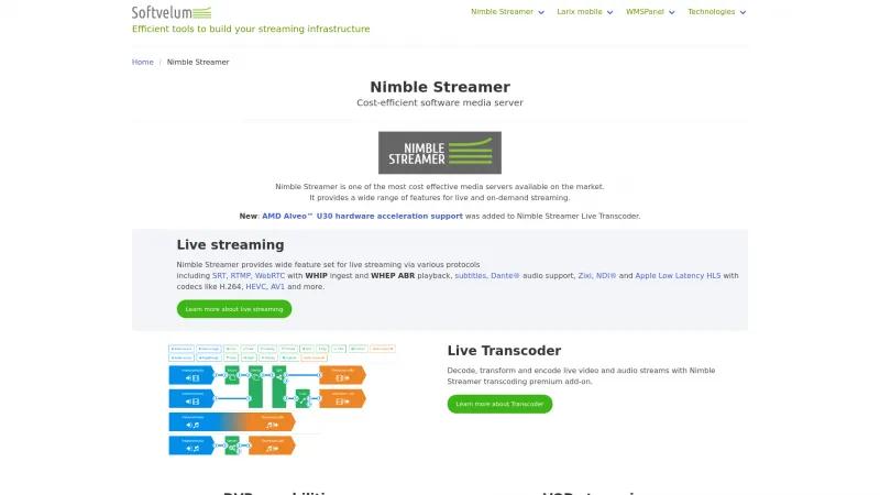 Homepage of Nimble Streamer