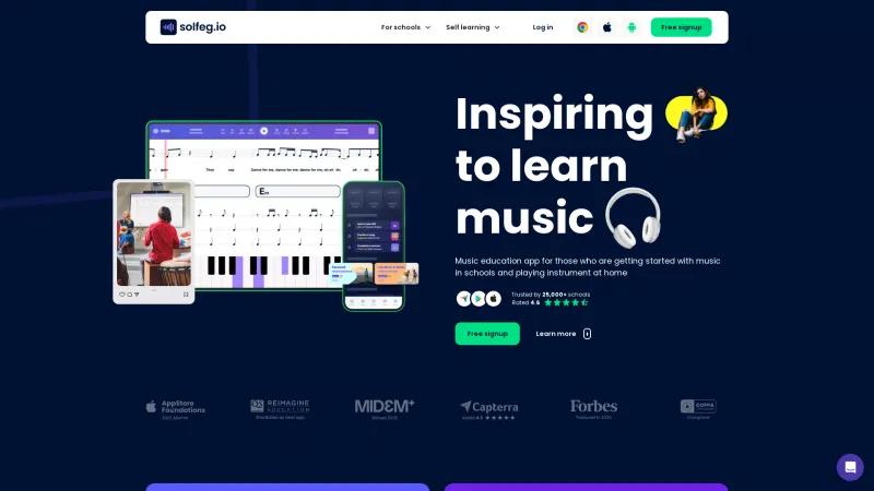 Homepage of Solfeg.io