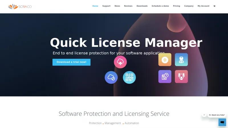 Homepage of Quick License Manager (QLM)