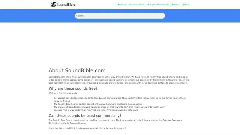 Homepage of SoundBible