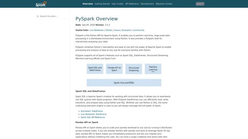 Homepage of PySpark