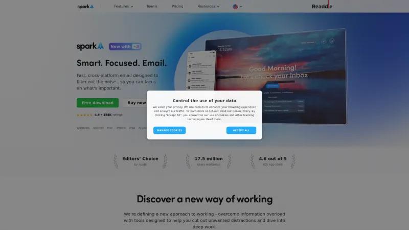 Homepage of Spark Mail