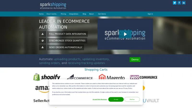 Homepage of Spark Shipping