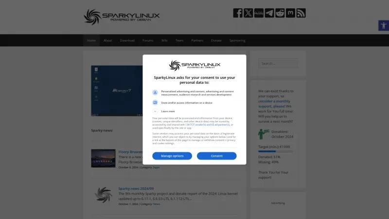 Homepage of SparkyLinux