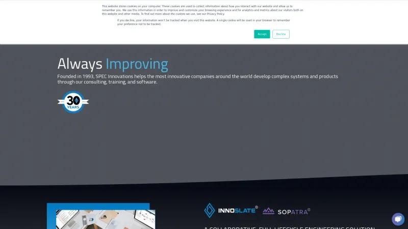 Homepage of Innoslate