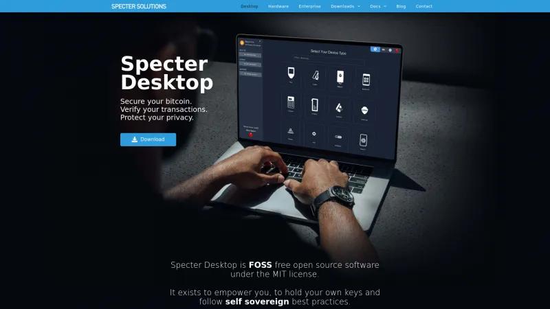 Homepage of Specter Wallet