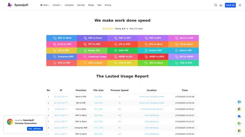 Homepage of Speedpdf