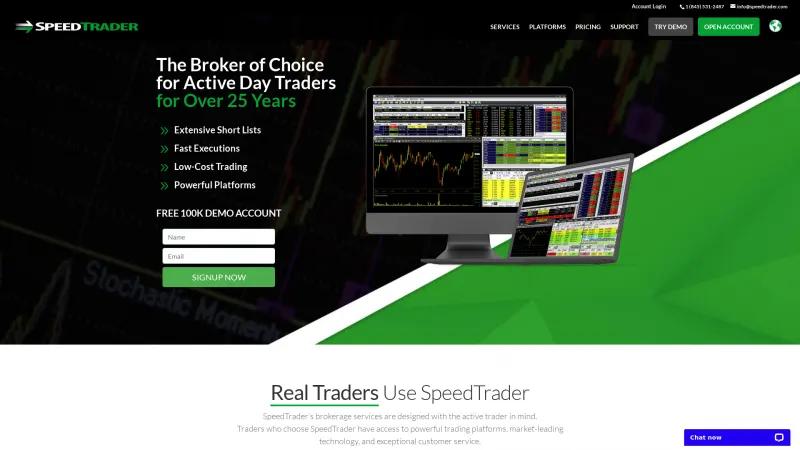 Homepage of SpeedTrader