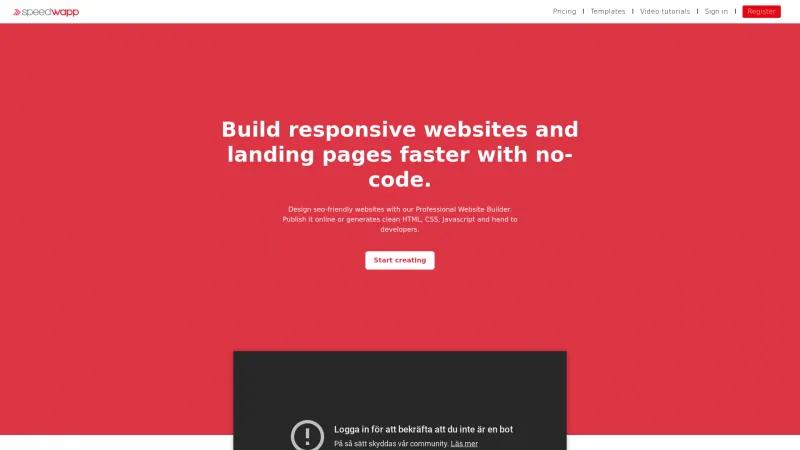 Homepage of Speedwapp