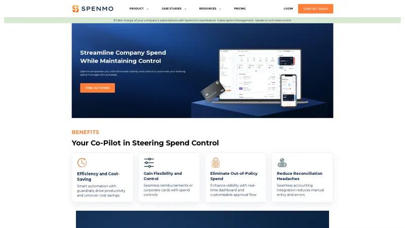 Homepage of Spenmo