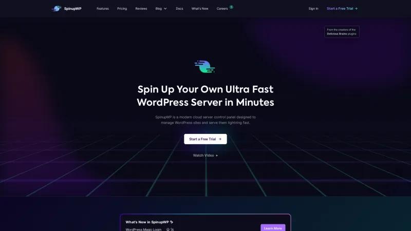 Homepage of SpinupWP