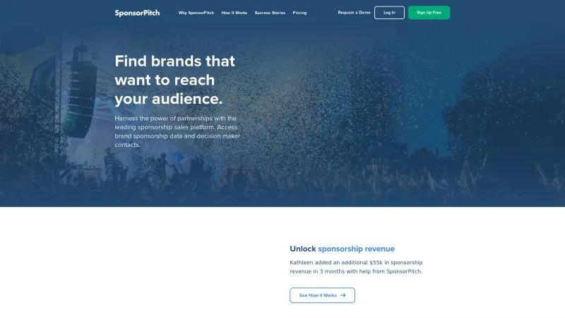 Homepage of SponsorPitch