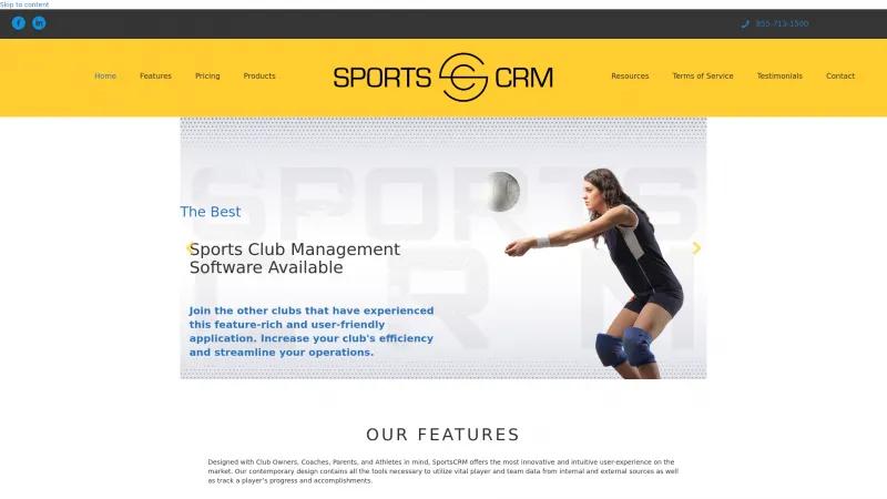 Homepage of Sports CRM