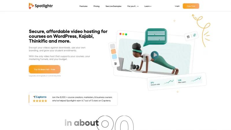 Homepage of Spotlightr