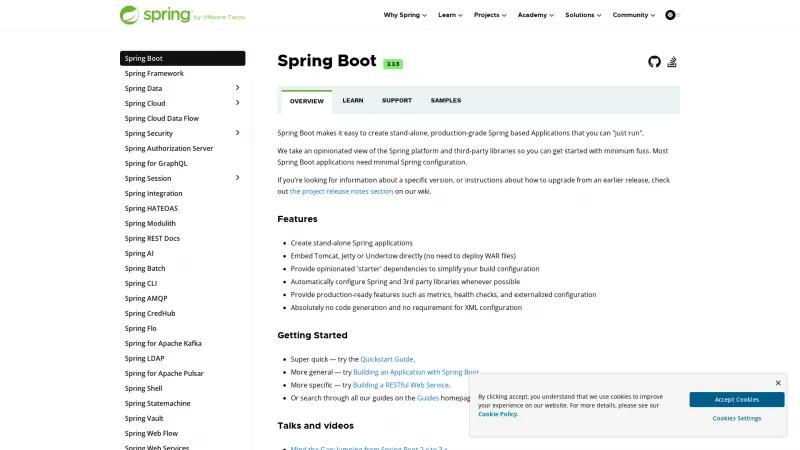 Homepage of Spring Boot