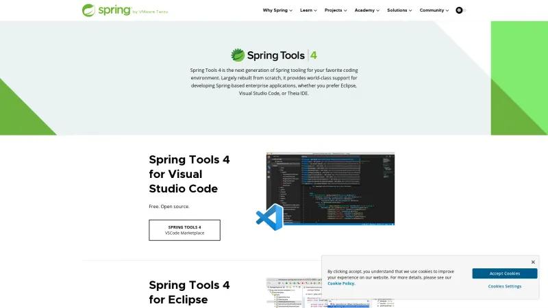 Homepage of Spring Tools 4