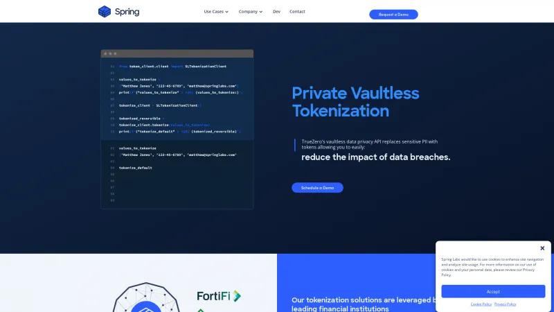 Homepage of TrueZero Tokenization