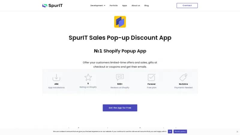 Homepage of SpurIT Sales Pop Up