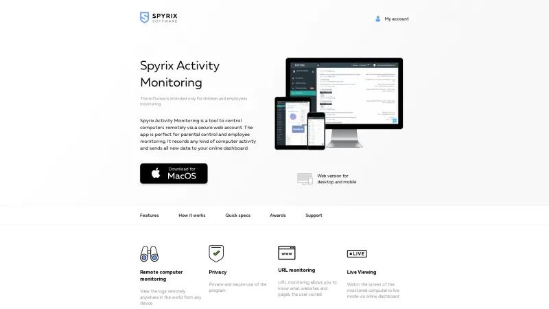 Homepage of Spyrix Activity Monitoring