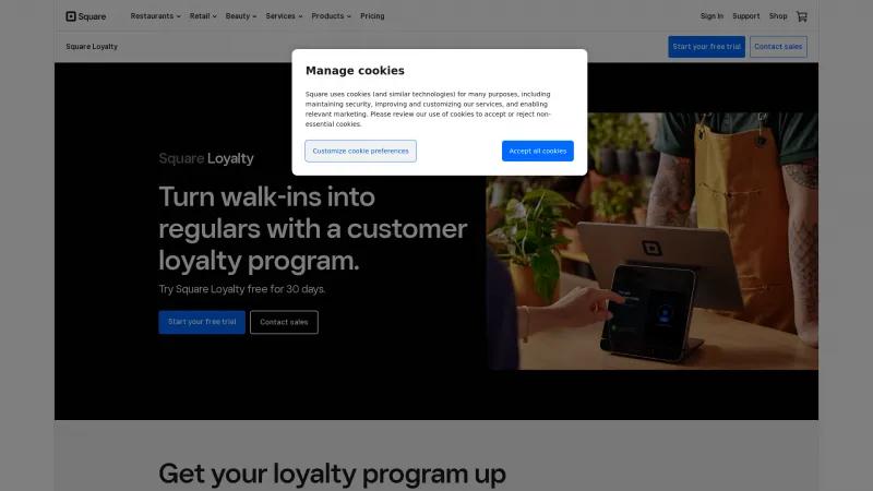 Homepage of Square Loyalty