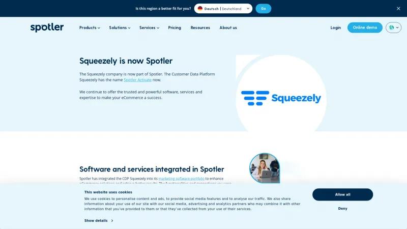 Homepage of Squeezely