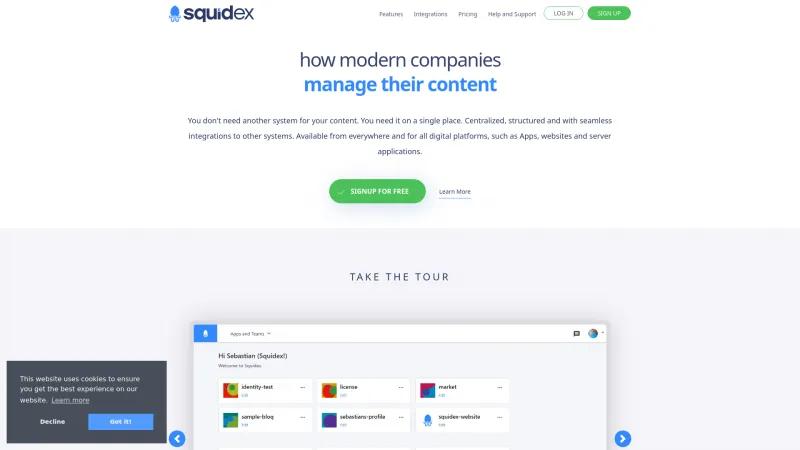 Homepage of Squidex