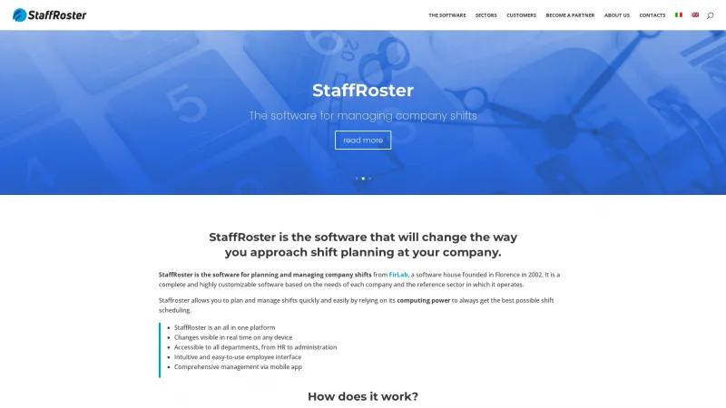 Homepage of StaffRoster