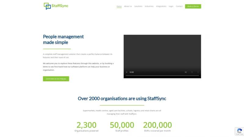 Homepage of StaffSync