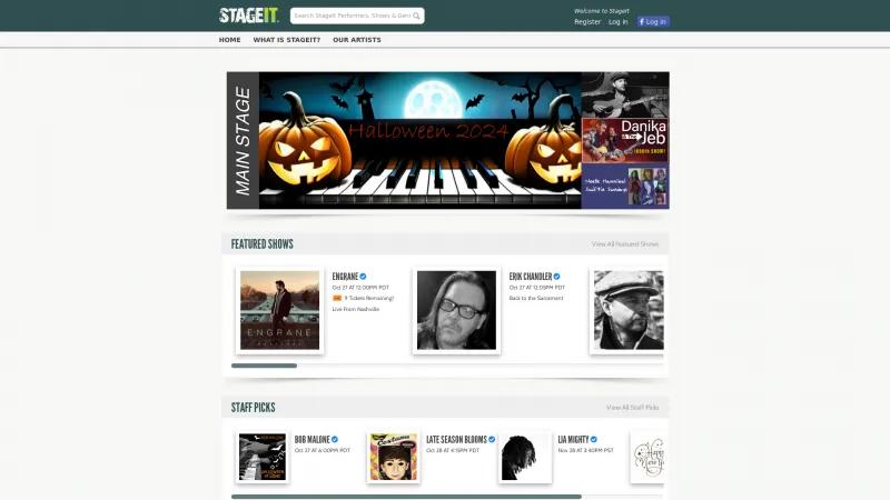 Homepage of StageIt