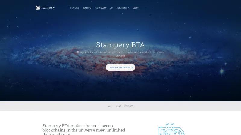 Homepage of Stampery