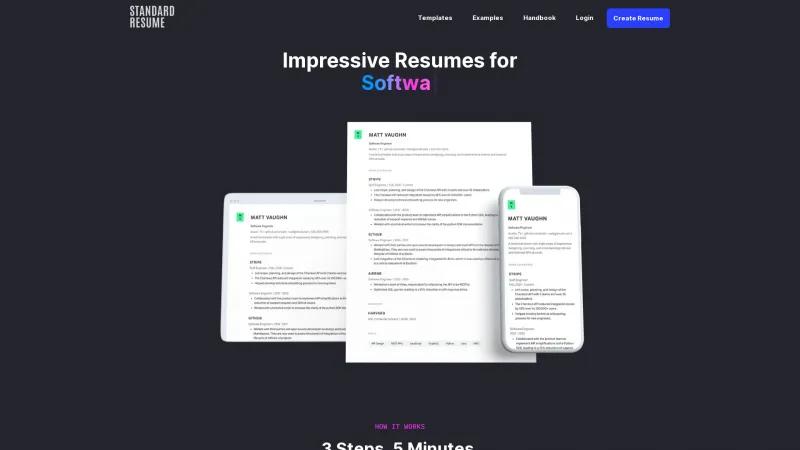 Homepage of Standard Resume