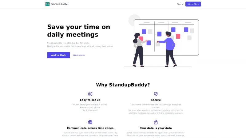 Homepage of StandupBuddy