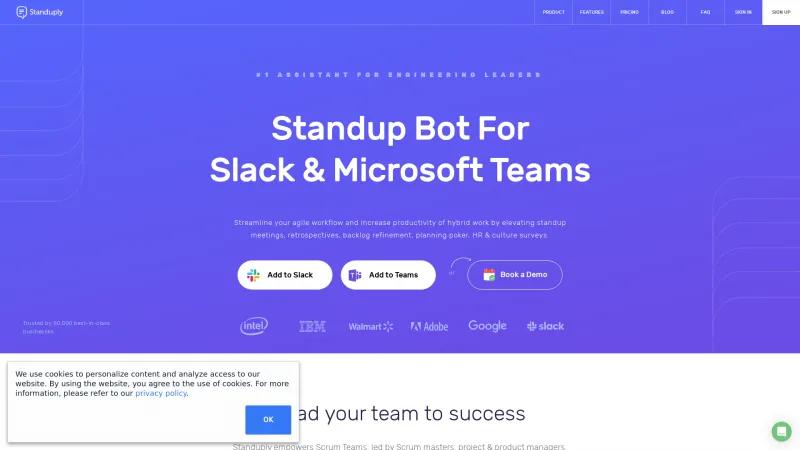 Homepage of Standuply