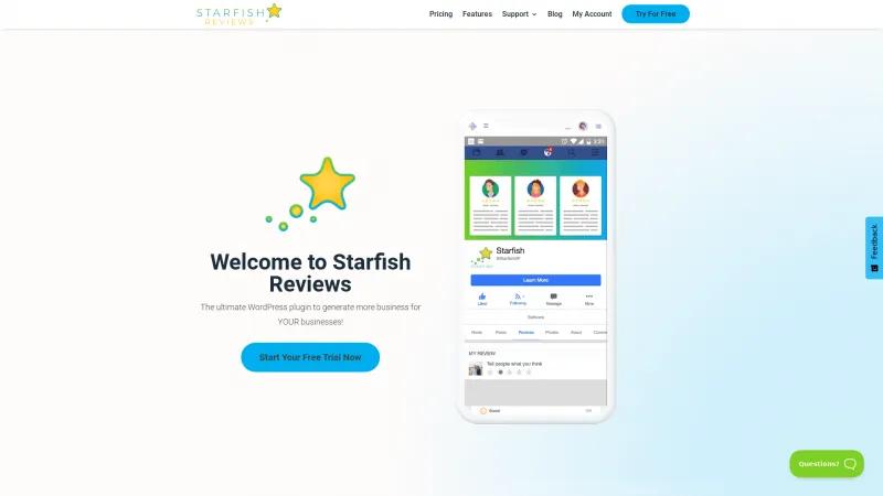 Homepage of Starfish Reviews