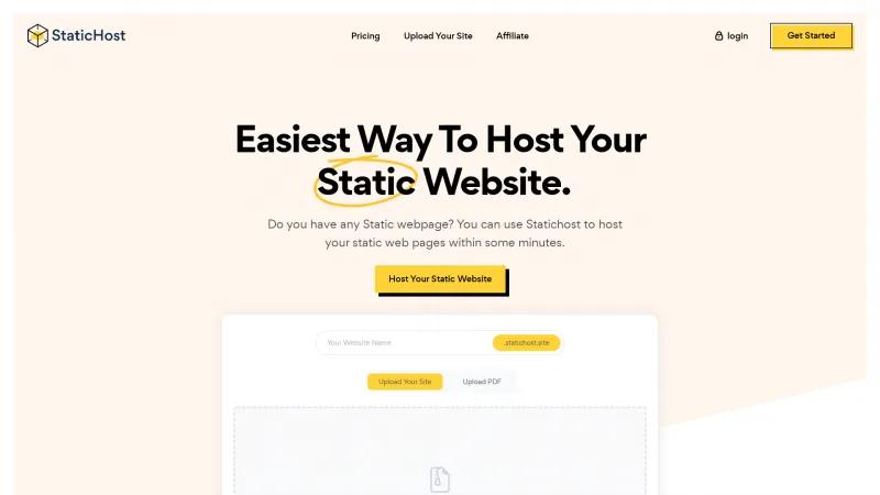 Homepage of StaticHost