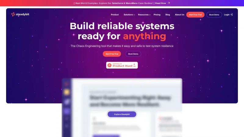 Homepage of Steadybit