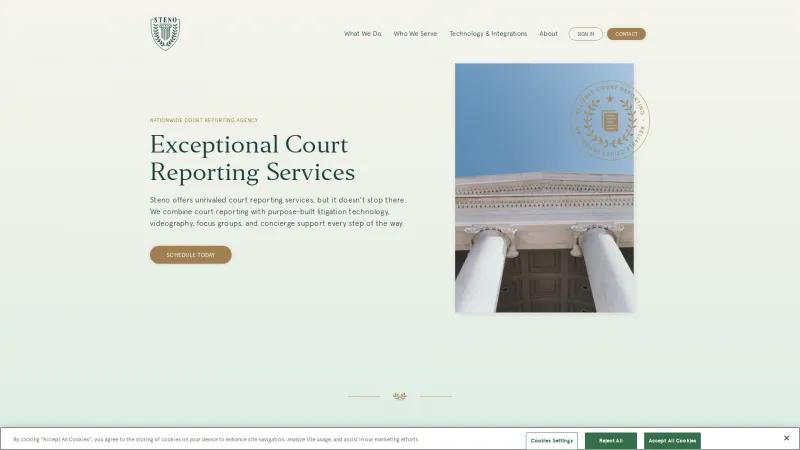 Homepage of Steno Court Reporting