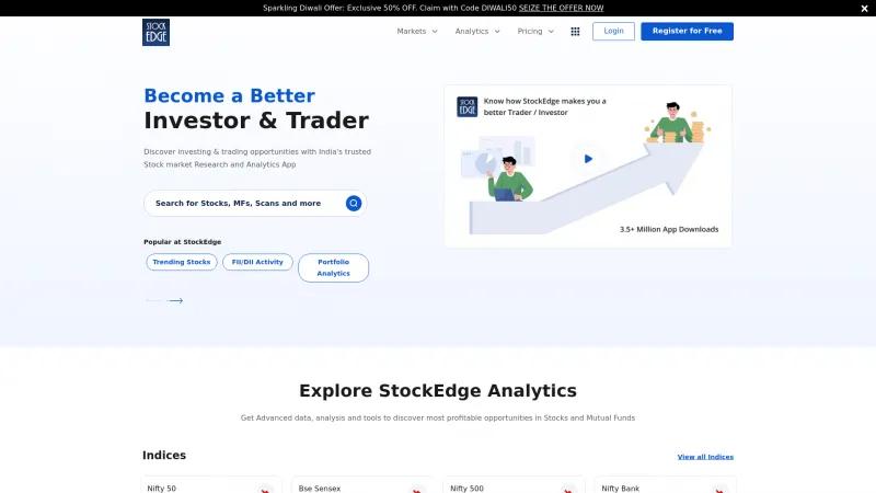 Homepage of StockEdge