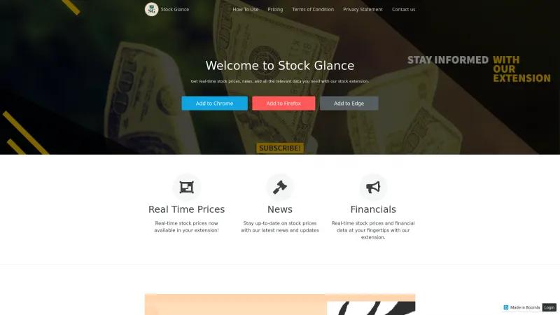 Homepage of Stock Glance