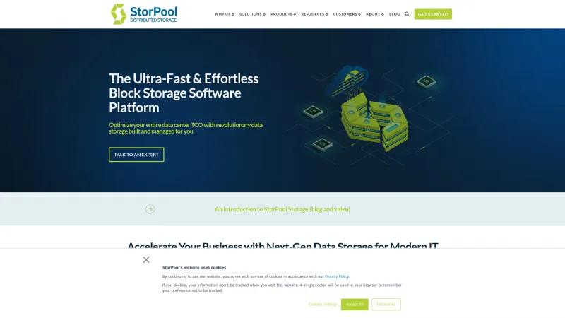 Homepage of StorPool Storage