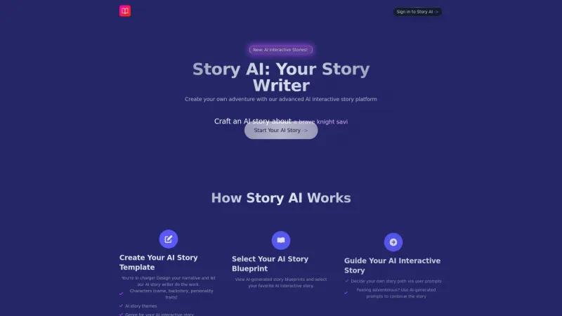 Homepage of Story AI