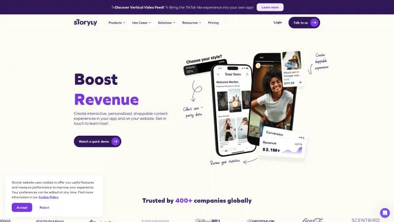 Homepage of Storyly