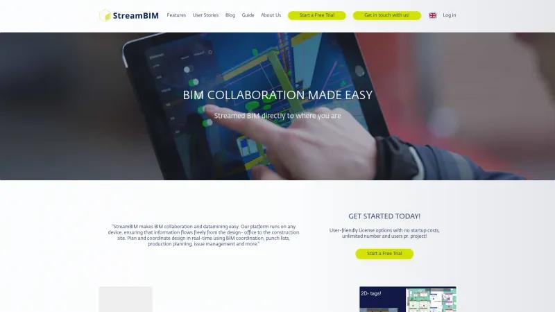 Homepage of StreamBIM