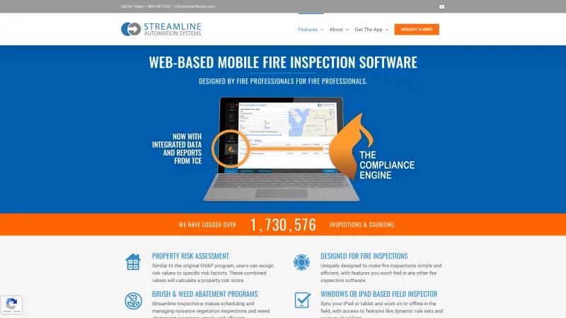 Homepage of Streamline Inspections