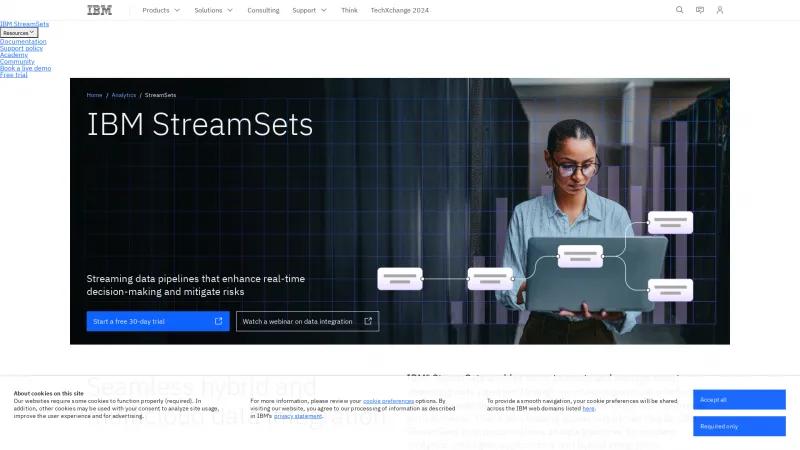 Homepage of StreamSets