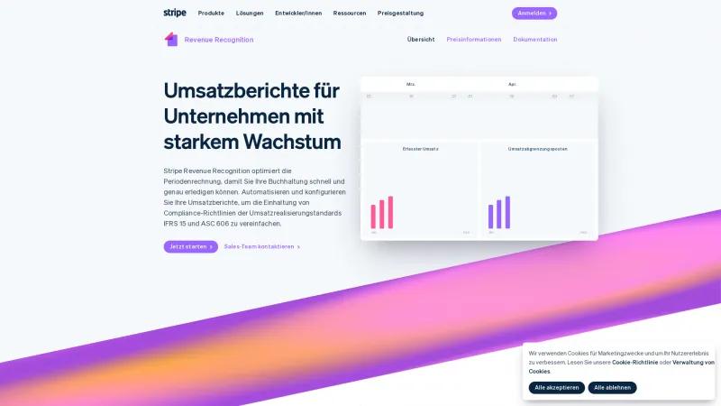 Homepage of Stripe Revenue Recognition