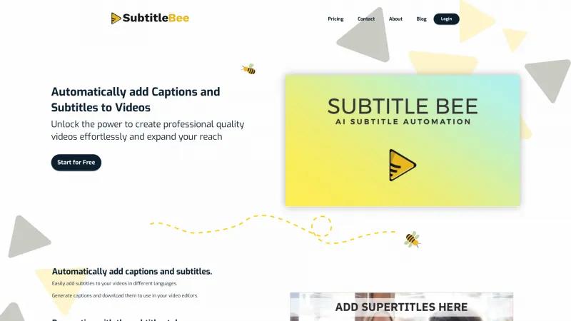 Homepage of SubtitleBee